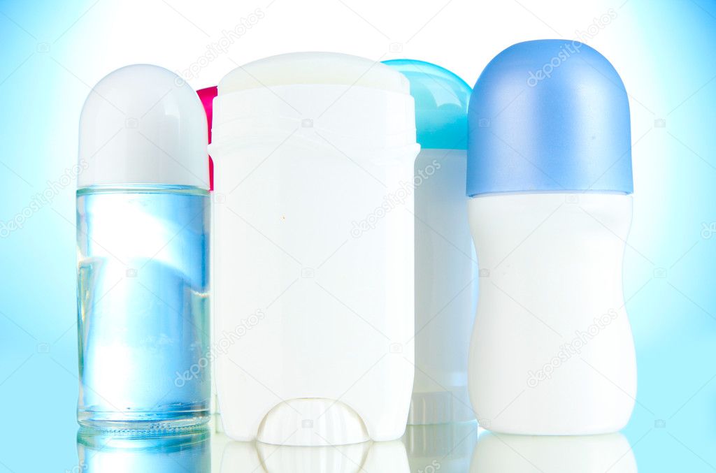 Deodorant on blue background