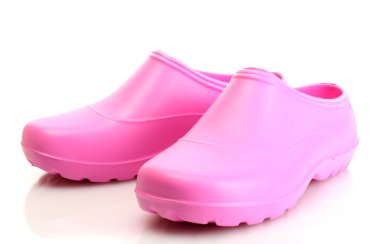 Bright pink galoshes isolated on white clipart