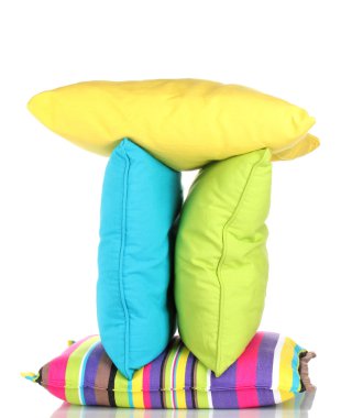 Bright color pillows isolated on white