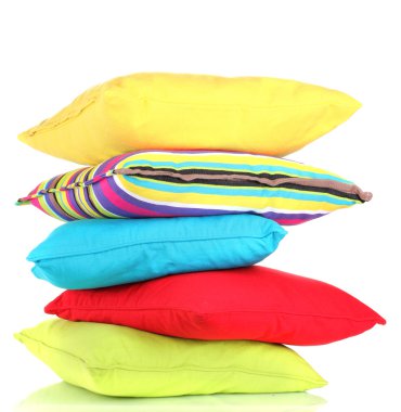 Bright color pillows isolated on white