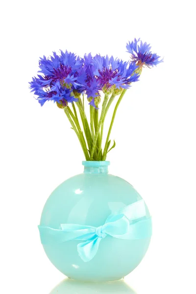 Kornblumen in der Vase isoliert auf weiß — Stockfoto