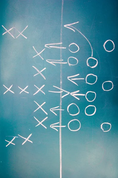 Amerikaanse Voetbal plan op blackboard — Stockfoto