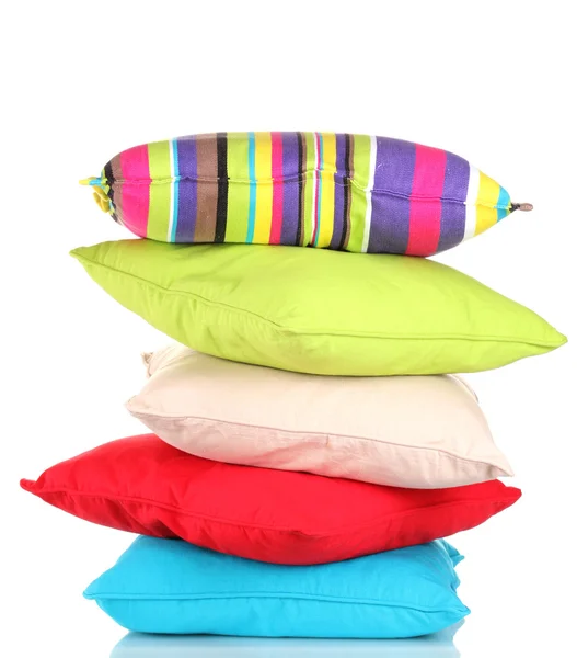 Яркие цветные подушки изолированы на белом — стоковое фото