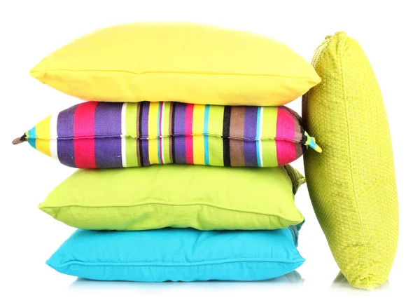 Světlé barevné polštáře izolované na bílém — Stock fotografie
