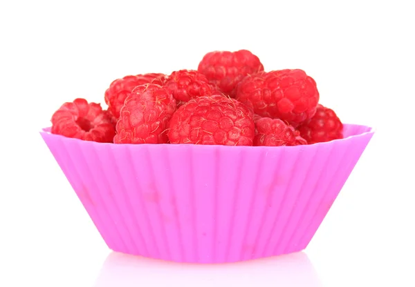 stock image Fresh raspberries in silicone mold isolated on white