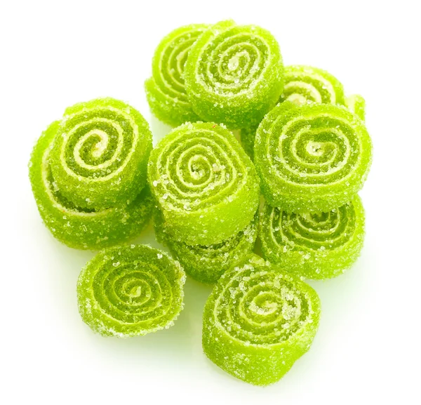 Green jelly candies isolated on white — Stock Photo, Image