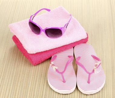 Beach accessories on mat