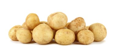Genç patates üzerine beyaz izole