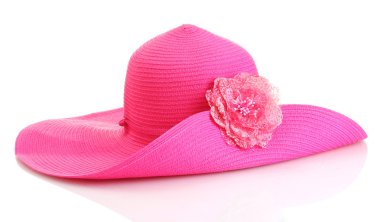 Beautiful summer woman hat with flower isolated on white background clipart