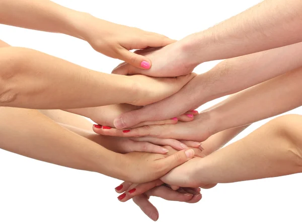 Группа молодых 's руки изолированы на белом — стоковое фото