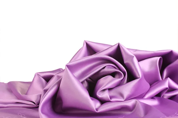 Фиолетовый шелковый занавес изолирован на белом — стоковое фото