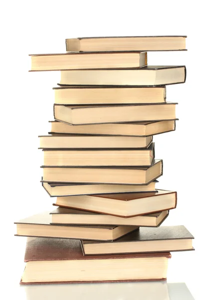 Torre de livros isolados sobre fundo branco — Fotografia de Stock