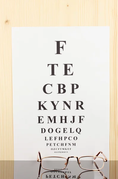 Diagramme de test de la vue avec lunettes gros plan — Photo