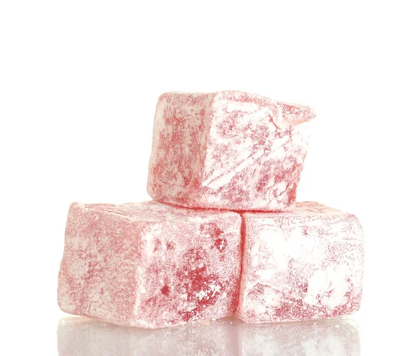 stock image Tasty pieces of turkish delight isolated on white
