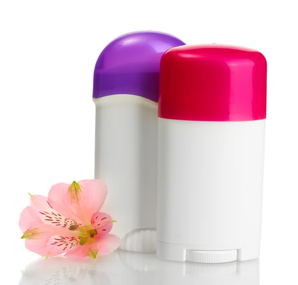 Deodoranter med blomma isolerad på vit — Stockfoto