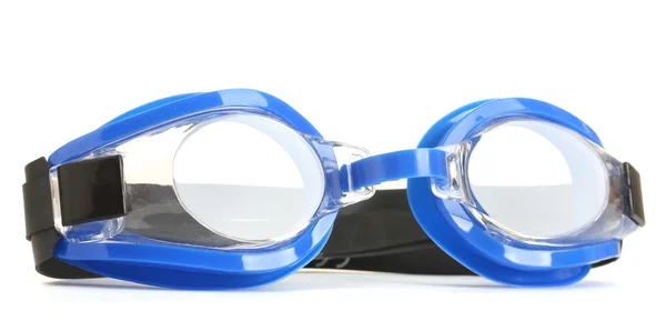 Gafas de natación azules aisladas en blanco — Foto de Stock