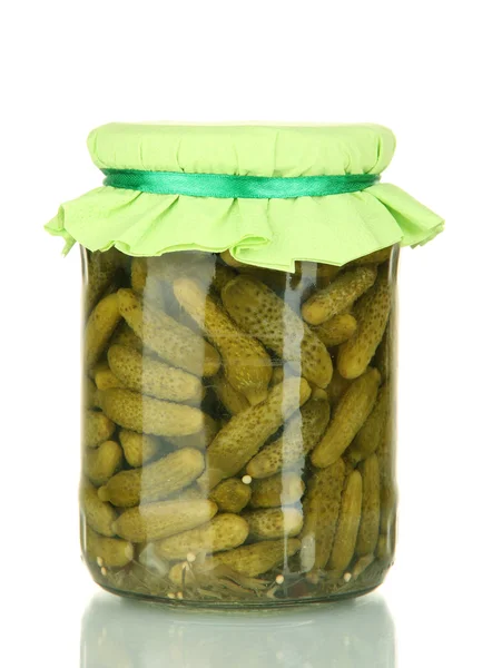 JAR s Zeleninové konzervy, naturalné izolovaných na bílém pozadí — Stock fotografie