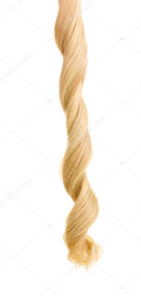 Curly blond hair isolated on white