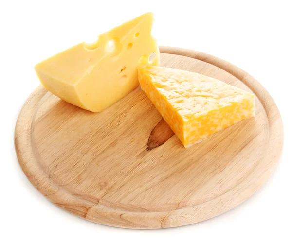 치즈 절단 보드 흰색 절연 — 스톡 사진