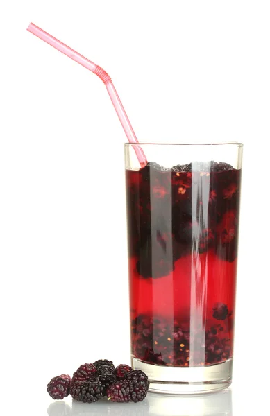Glas uppfriskande mulberry juice isolerad på vit — Stockfoto