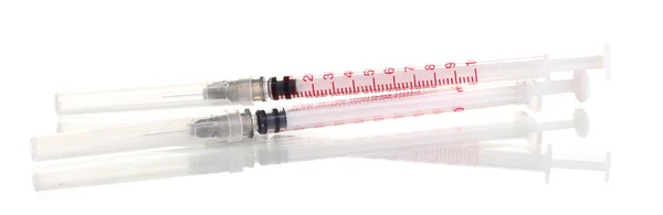 Insulin syringes isolated on white — Stock Photo, Image