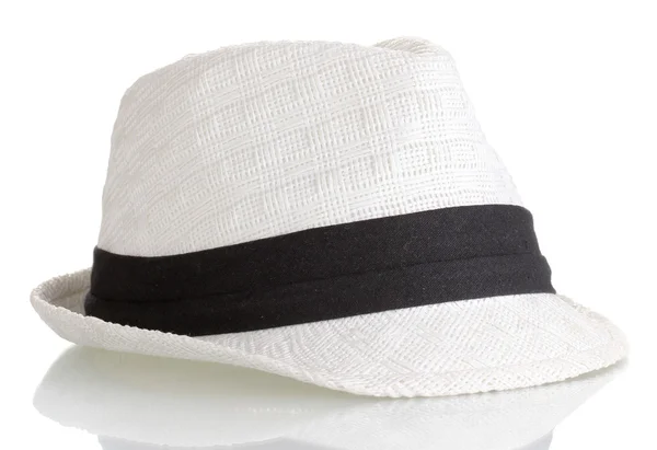 Όμορφο λευκό καπέλο που απομονώνονται σε λευκό — Φωτογραφία Αρχείου