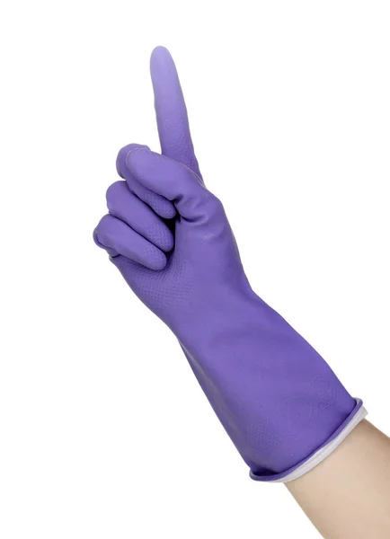 手の色を白で隔離される手袋のクリーニング — ストック写真