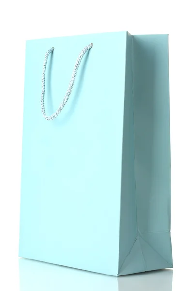 Blå shoppingväska isolerad på vit Royaltyfria Stockbilder
