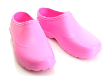 Bright pink galoshes isolated on white clipart