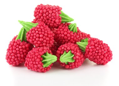 Red candy raspberries isolated on white clipart