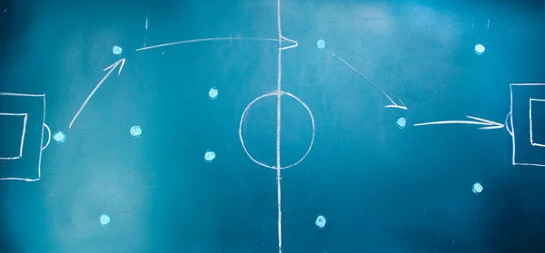 Σχέδιο ποδόσφαιρο στο blackboard — Φωτογραφία Αρχείου