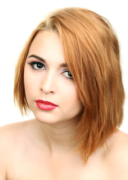 Retrato de mulher bonita com maquiagem brilhante — Fotografia de Stock