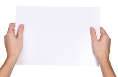 el ve kağıt üzerinde beyaz izole