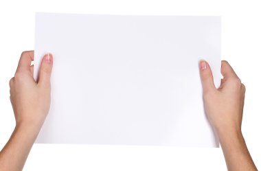 Hands and paper isolated on white clipart