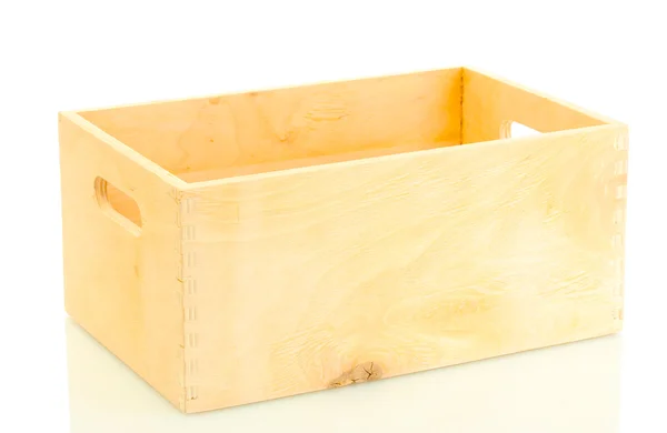 Üres fából készült láda, elszigetelt fehér — Stock Fotó