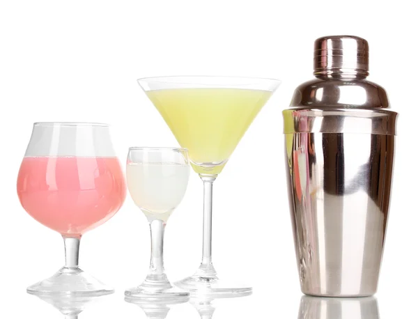 Tasty cocktails isolated on white — Stock Photo, Image