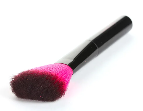 Růžový kartáč pro make-up izolovaných na bílém — Stock fotografie