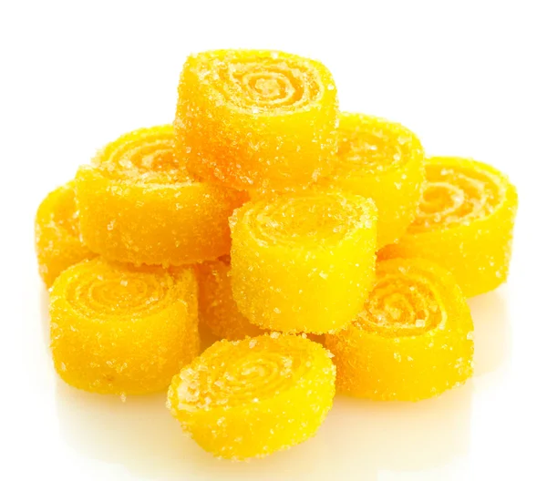 Caramelle gelatina gialla isolate su bianco — Foto Stock