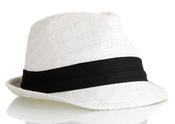 Mooie witte hoed, geïsoleerd op wit — Stockfoto