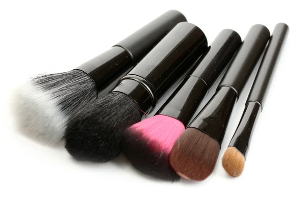 Sorte børster til make-up isoleret på hvid - Stock-foto