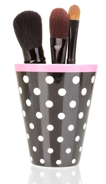 Kosmetikborstar Cup isolerad på vit — Stockfoto