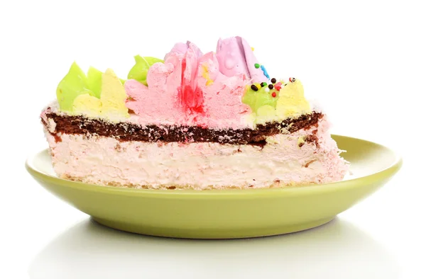 Smetanové dort na talíř izolovaných na bílém — Stock fotografie