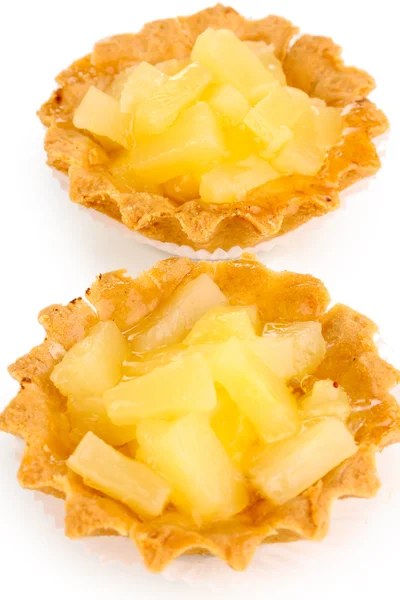 Prăjituri dulci cu fructe izolate pe alb — Fotografie, imagine de stoc