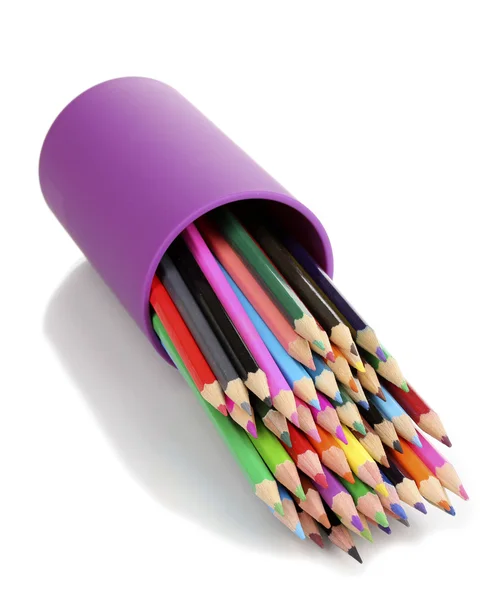 Цветные карандаши в стекле изолированы на белом — стоковое фото