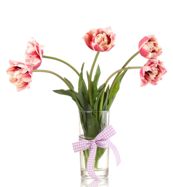 Mooie tulpen in de vaas geïsoleerd op wit — Stockfoto