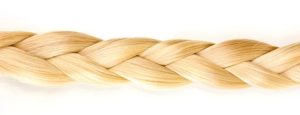 Blonde haren gevlochten in FM geïsoleerd op wit — Stockfoto