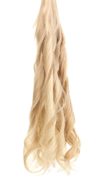 Lockiges blondes Haar isoliert auf weiß — Stockfoto