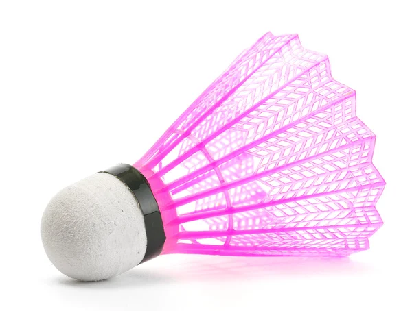 Rosa plast badmintonbollen isolerad på vit — Stockfoto