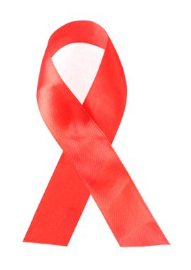 AIDS bilinçlendirme kırmızı üzerine beyaz izole şerit