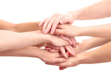 Group of young 's hands isolated on white clipart